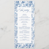 Elegant Chic Navy Blue Toile de Jouy Roses Wedding プログラム (裏面)