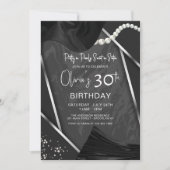 Elegant Chic Pearls & Satin Adult Birthday Party 招待状 (正面)