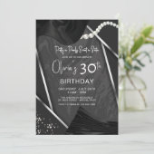 Elegant Chic Pearls & Satin Adult Birthday Party 招待状 (スタンド正面)