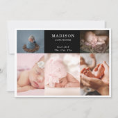 Elegant Chic Photo Collage Baby Announcement Card 招待状 (正面)