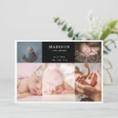 Elegant Chic Photo Collage Baby Announcement Card 招待状 (スタンド正面)