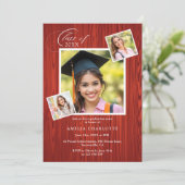 Elegant Chic Photo Collage Rustic Graduation 招待状 (スタンド正面)