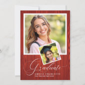 Elegant Chic Photo Collage Rustic Graduation 招待状 (裏面)