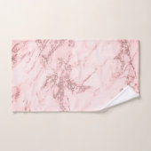 Elegant chic pink gray silver marble バスタオルセット (ハンドタオル)