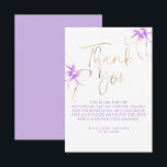 Elegant Chic Purple Bow Bridal Shower Thank You サンキューカード<br><div class="desc">Say “thank you” with flair using this gold and light purple bow thank you card! Featuring a watercolor ribbon and stylish script,  this card is the perfect mix of sweet and sophisticated — just like the bride-to-be.</div>