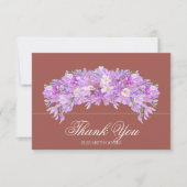 Elegant Chic Purple Crocus Bridal Shower Thank You サンキューカード (正面)