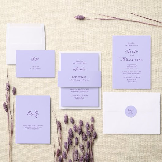 Elegant Chic Purple Lavender 招待状