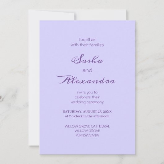 Elegant Chic Purple Lavender 招待状 (正面)