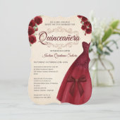 Elegant Chic Quinceanera 15th Birthday Burgundy 招待状 (スタンド正面)