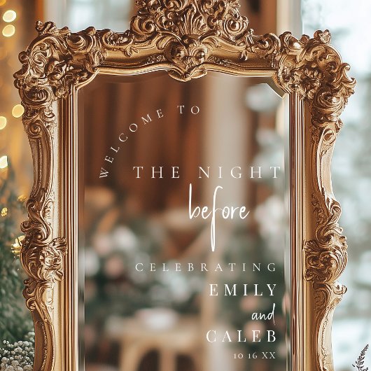 Elegant Chic Rehearsal Dinner Mirror Welcome Sign  ウィンドウサイン