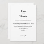 Elegant Chic Romantic Minimalist Classic White 招待状 (正面/裏面)