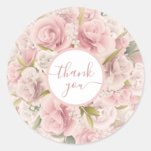 Elegant Chic Romantic Thank You Rose Floral   ラウンドシール
