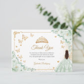 Elegant Chic Sage Green Roses Gold Quinceanera サンキューカード (スタンド正面)