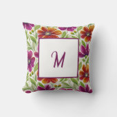 Elegant Chic Spring Floral Monogram  クッション (正面)