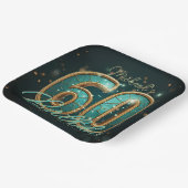 Elegant Chic Teal and Gold 60th Birthday Party ペーパープレート (傾斜あり)