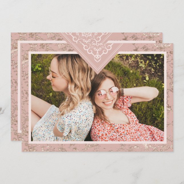 Elegant Chic Texture in Pink Bridesmaid Proposal (正面/裏面)