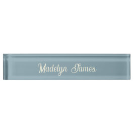 Elegant Chic Typography Dusty Blue Personalized デスクネームプレート
