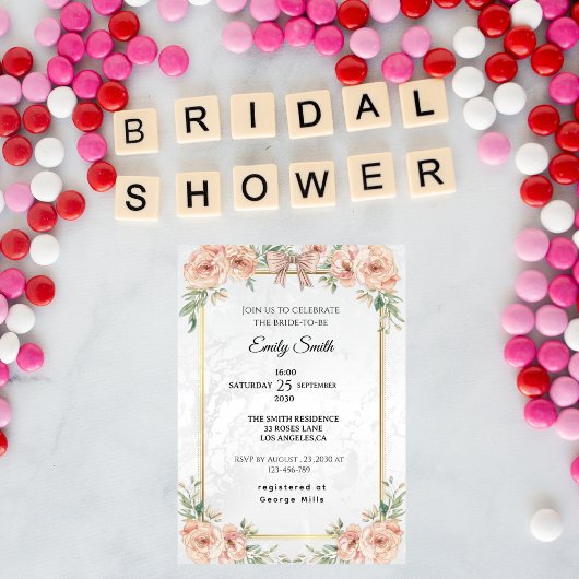 Elegant Chic Watercolor Bridal Shower  招待状