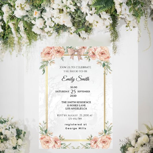 Elegant Chic Watercolor Bridal Shower  招待状