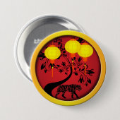 Elegant Chinese New Year Tiger Gold Lanterns  缶バッジ (正面&裏面)