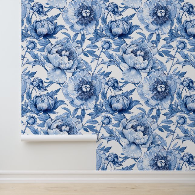 Elegant  Chinoiserie Blue and White Floral Pattern 壁紙 (アプリケーション)
