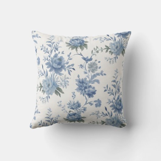 Elegant Chinoiserie Blue Toile クッション (裏面)