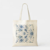 Elegant Chinoiserie Blue Toile  トートバッグ (裏面)