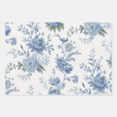 Elegant Chinoiserie Blue Toile  ラッピングペーパーシート (正面3)