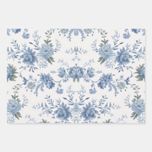 Elegant Chinoiserie Blue Toile  ラッピングペーパーシート (正面)