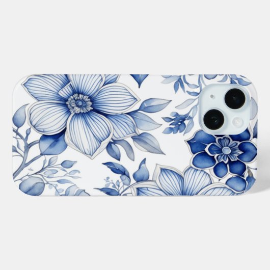 Elegant Chinoiserie Blue & White Floral Pattern Case-Mate iPhoneケース (裏面 (横))