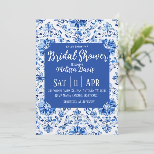 Elegant Chinoiserie Bridal Shower Invitation 招待状 (スタンド正面)