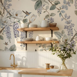 Elegant Chinoiserie Floral & Birds 壁紙