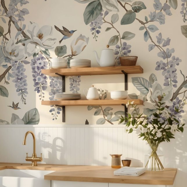 Elegant Chinoiserie Floral & Birds 壁紙 (クリエイターアップロード済み)