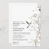 Elegant Chinoiserie Floral Bridal Shower Tea Party 招待状 (正面/裏面)