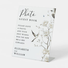 Elegant Chinoiserie Floral Photo Guest Book  台座サイン