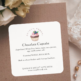 Elegant Chocolate Berry Cupcake Bakery Ingredient スクエアシール