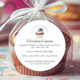 Elegant Chocolate Berry Cupcake Bakery Product ラウンドシール