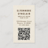 Elegant Chocolate Embossed Texture Look QR Code 名刺 (裏面)