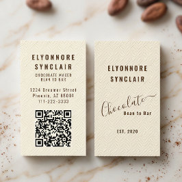 Elegant Chocolate Embossed Texture Look QR Code 名刺