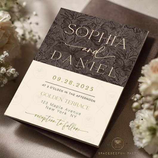 Elegant Chocolate Mocha Wedding Templat invitation 招待状