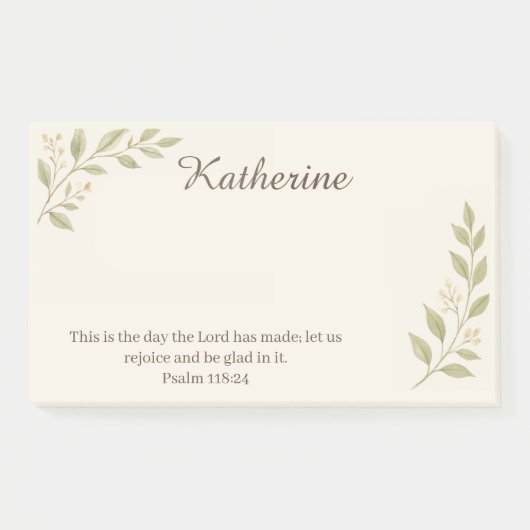 Elegant Christian Botanical Sticky Notes 10"x6" ポストイット (正面)