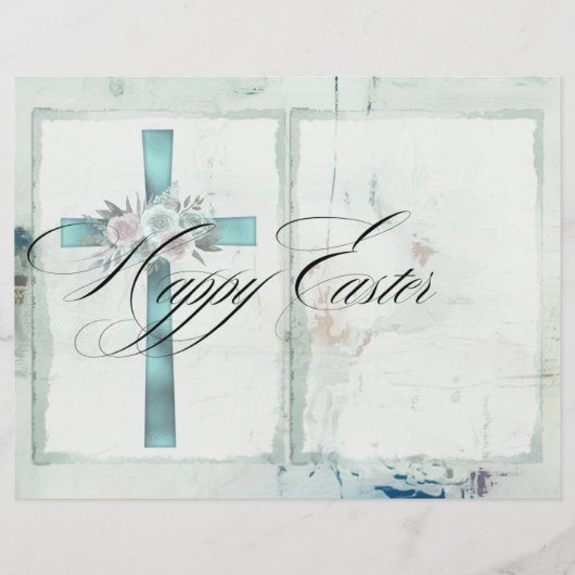 Elegant Christian Easter Teal Blue Scrapbook Paper チラシ (正面)
