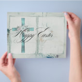 Elegant Christian Easter Teal Blue Scrapbook Paper チラシ (手)