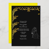 Elegant Christian Wedding Invitation | Gold Floral 招待状 (正面/裏面)