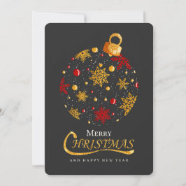 Elegant Christmas Bauble Snowflake Gold Glitter シーズンカード
