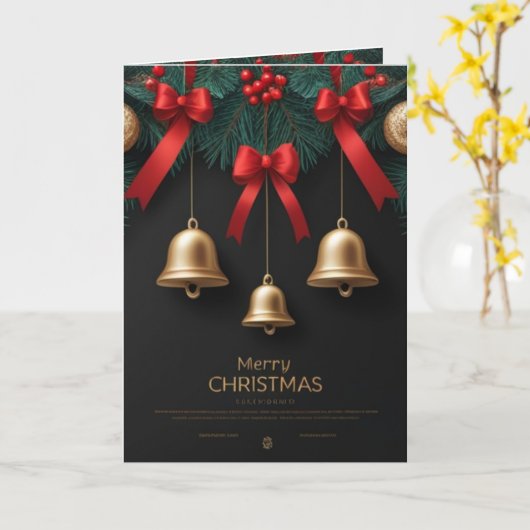 Elegant Christmas Bells Decor – カード (黄色い花)