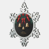 Elegant Christmas Bells Decor – スノーフレークピューターオーナメント (右)