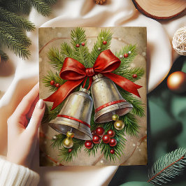 Elegant Christmas bells decoupage paper holly  薄葉紙