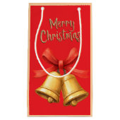 Elegant Christmas Bells Red Holiday Art スモールペーパーバッグ (正面)