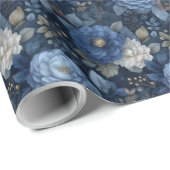 Elegant Christmas Blue and White Floral Gift  ラッピングペーパー (ロールコーナー)